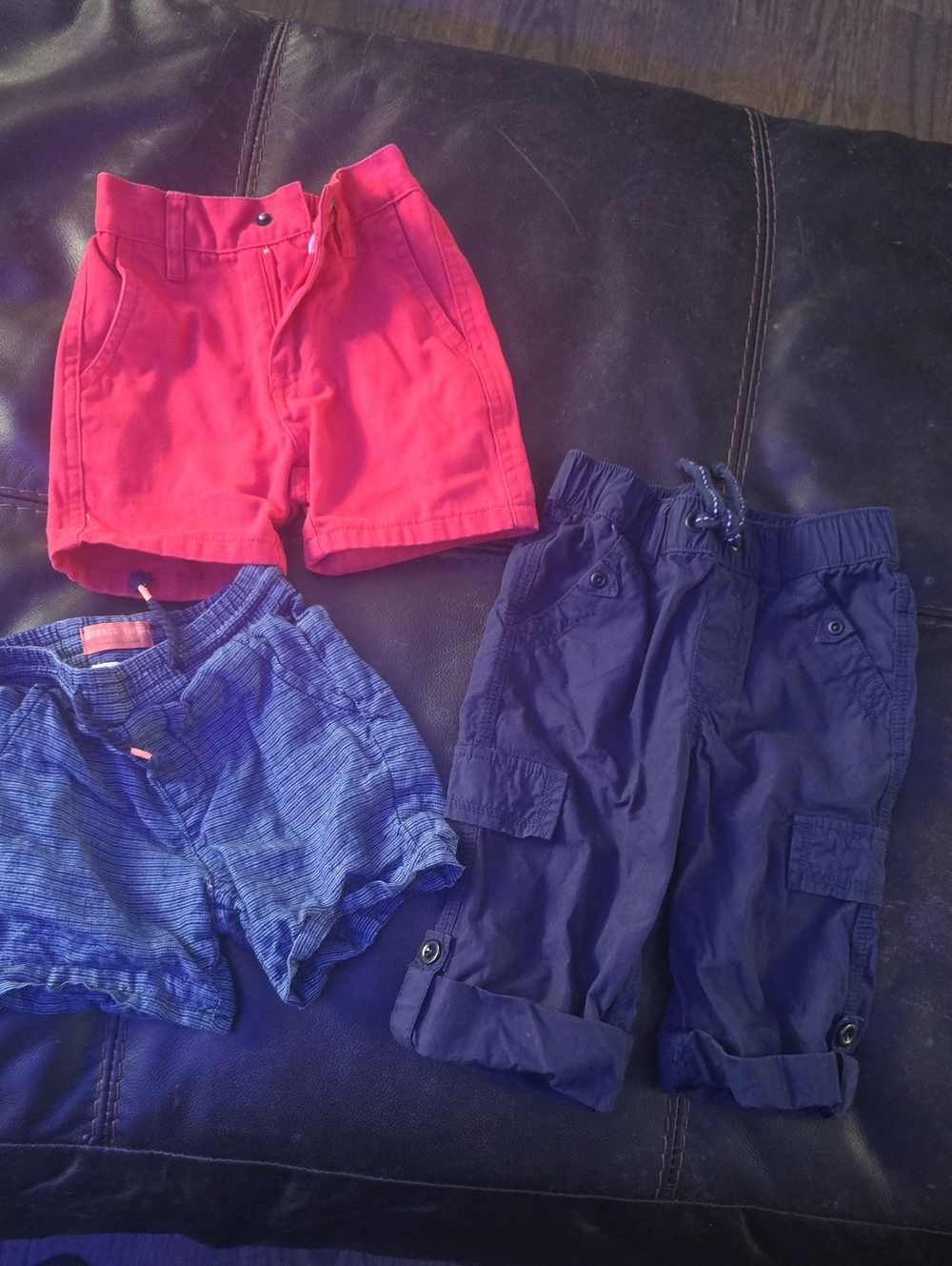 Kids Cotton Pull-On Cargo Bottoms in Navy and Red